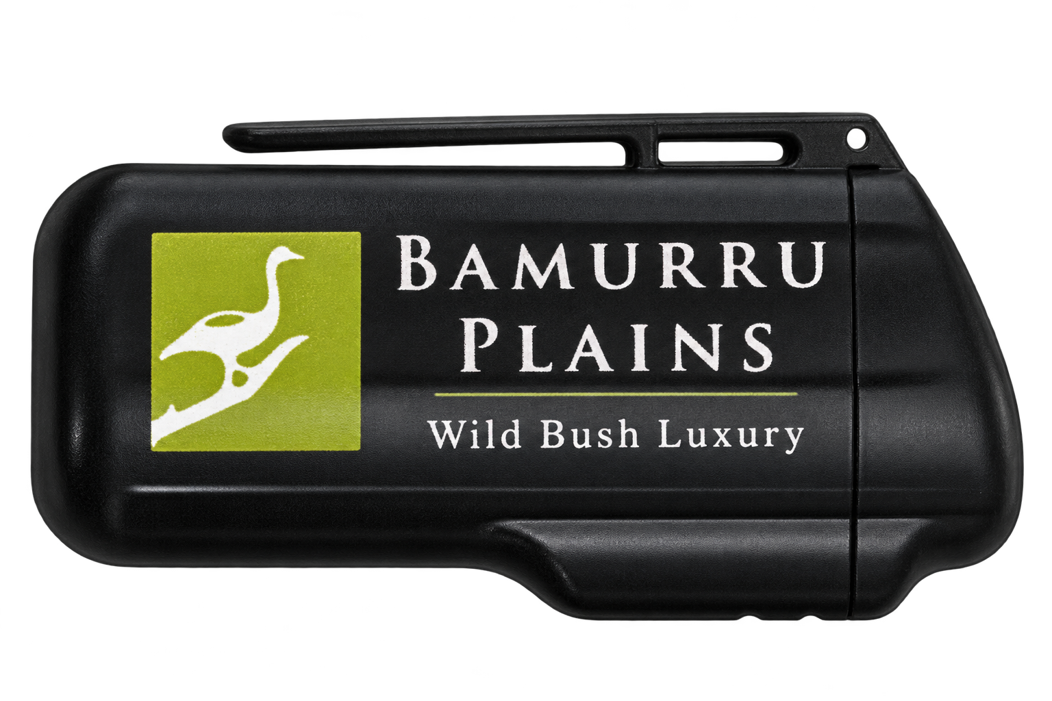 Black ashtray with Bamurru Plains printing