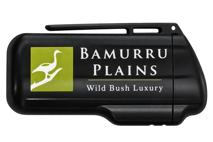 Black ashtray with Bamurru Plains printing