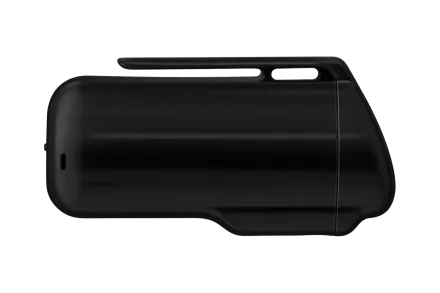 Closed black portable ashtray with its side clip